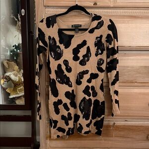 INC International Concepts Tan and Black Animal Print Top
